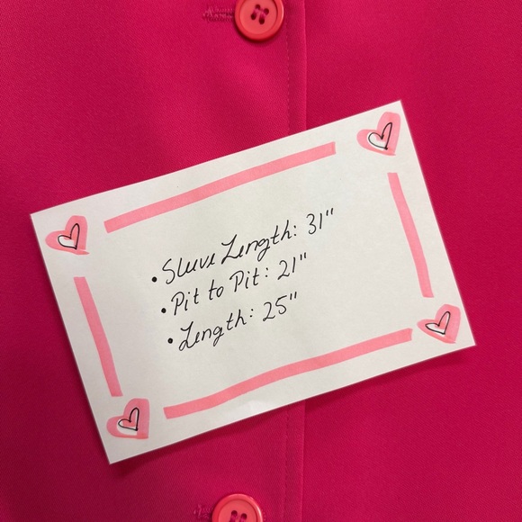 80’s 90’s Vintage Joan Leslie Hot Pink Blazer Jacket Size 14 - Picture 6 of 6